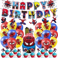 Spider Man Birthday Decoration Set Birthday Party Decoration Spider Man  banner cake topper balloon drop ornament