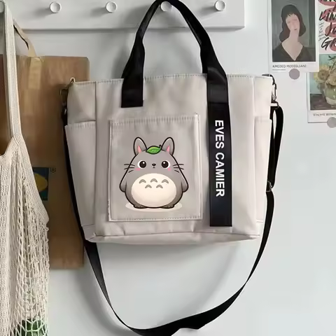 My Neighbor Totoro Tote Large Capacity Shoulder Bag Nylon Waterproof Canvas Handbag Simple Fashion M