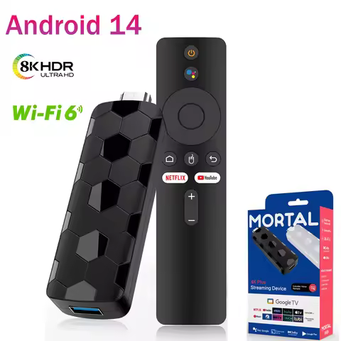 Mortal Android TV Stick Quad-Core RK3518 Smart TV Stick Wifi6 BT5.4 Voice Assistant Support 4K Strea