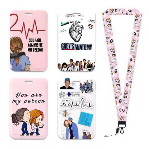 New Design Work Card Mobile Phone Lanyard Keychains Greys Anatomy Keys ID Card Employee Card Badge H