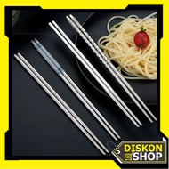 Shop - H6870 Practical Stainless Steel Chopsticks with Batik Pattern biru Korean Chopsticks/