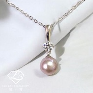 ［翎時珠寶］真正莫桑石 可過測鑽筆18K金-帝王紫天然珍珠 簡約項鍊吊墜 MNG069
