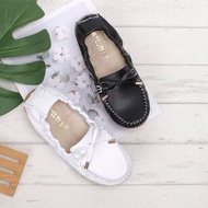 鬆緊鞋口蝶結豆豆鞋-黑/白/粉 1DR72