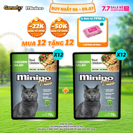 Combo 12 x Pate Minino Plus cho mèo vị Xà lách Thịt gà 70g