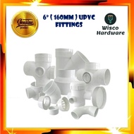 UPVC Pipe Fittings White 160mm 6" UPVC Pipe Connector UPVC Elbow 160mm 6" UPVC Tee UPVC End Cap