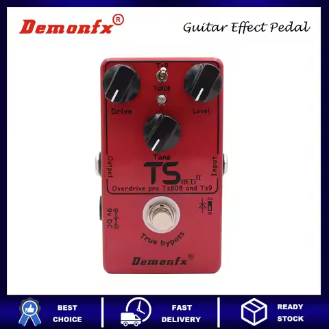 Demonfx Guitar Effect Pedal Overdrive Effect with a Two-Position Switch TS RED II Upgraded 2.0 Versi