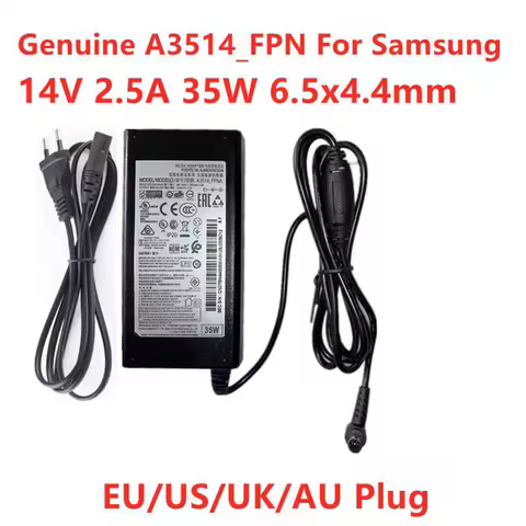 Genuine 14V 2.5A 35W A3514_FPNA A3514_FPN 6.5x4.4mm AC Adapter For Samsung LCD MONITOR S27D390HS S24