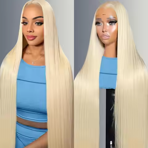 613 HD Transparent Lace Frontal Wig 13x6 Blonde Bone Straight Human Hair Wigs Pre Plucked 200 Densit