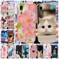 For Samsung Galaxy A2 Core Cute Flower Cat Printed Case Samsung A2Core SM-A260F A260G Black Silicon 