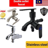 304 Stainless Steel Double Tap Multifunctional Stainless Steel Tap Two Way Tap Double outlet Washing