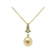 真Mikimoto 750 pearl diamond necklace yellow gold 黃金18K日本珍珠鑽石項鍊 頸鍊