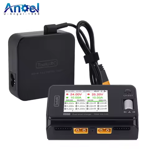 ToolkitRC M6D 500W 15A DC Dual Channel MINI Smart Charger Discharger with Power Supply For 1-6S Lipo