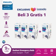 [Exclusive Lazada] Lampu Philips Beli 3 Gratis 1 Philips Radiantline Emergency LEDBulb 9W E27 6500K 