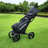 PLAYEAGLE Foldable 4 Wheels Golf Trolley Aluminum alloy Golf Caddy Golf Cart with Umbrella Holder wi