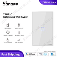 SONOFF TX T2 US WiFi Wall Touch Switch 1/2/3 Gang Smart Wall Switch สวิตช์ไฟไร้สายเสียง/APP/RF ควบคุ