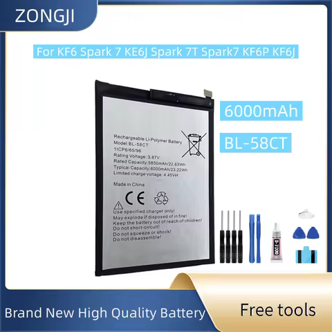 New Battery 6000mAh BL-58CT For KF6 Spark 7 KE6J Spark 7T Spark7 KF6P KF6J Mobile Phone Battery + Fr