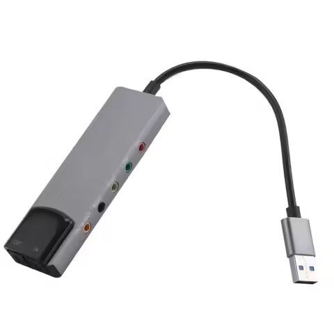 6-In-1 Computer Sound Card 5.1 USB External Sound Card Multi-Function Audio Converter For Notebook A