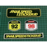 Warning sticker caution use minimum fuel octane ron92 ron98 4.6x4.6cm