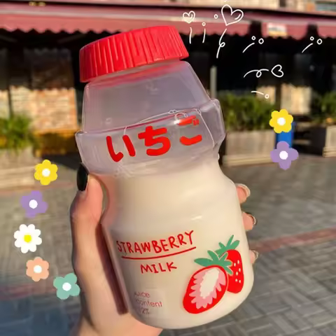 480ml Plastic Cute Yogurt Water Bottle Tour Drinking Bottle Yakult Shape Kawaii Milk Carton Shaker B
