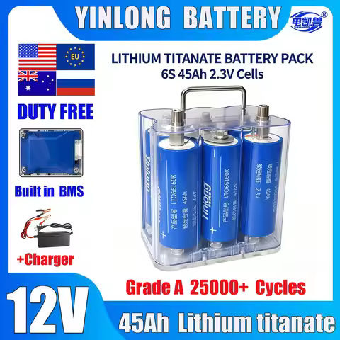 Yinlong 66160 12V 40Ah 45Ah Lithium Titanate Battery LTO Suitable for - 13.8V Car Start Portable Han