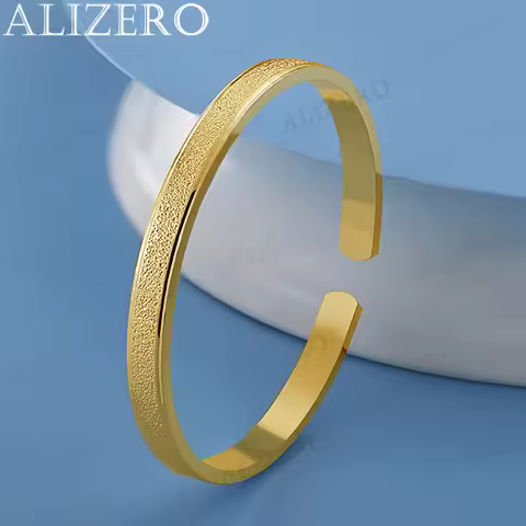 ALIZERO 18K Gold Frosted Star River Bangles Bracelets For Women Wedding Engagement Birthday Party Gi