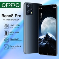 โทรศัพท์ OPPQ Reno8 Pro 5G สมาร์ทโฟน RAM 16G + ROM 512G โทรศัพท์หน้าจอขนาดใหญ่ โทรศัพท์มือถือดั้งเดิมลดราคา เกม Esports บนสมาร์ทโฟน ระบบสแกนใบหน้าแท้ มือถือถูกๆแท้ กล้องหน้ เมนูภาษาไทย