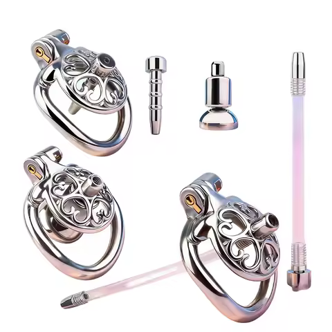 FRRK-276 Hollow Heart Small Male Chastity Cage with Urethral Inverted Cock Cage Men's Chastity Devic