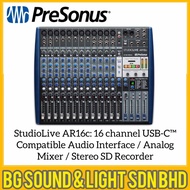 Presonus StudioLive AR16c: 16 channel USB-C™ Compatible Audio Interface / Analog Mixer / Stereo SD Recorder