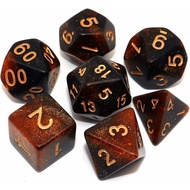 DND Dice Set Black Mix Gold Nebula Dice for Dungeon and Dragons D&D RPG Role Playing Games Dice Set 