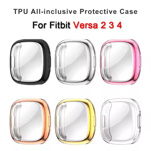 Screen Protector Case For Fitbit Versa 2/Versa 3/Versa 4 Soft TPU Full Cover Plated Bumper Shell For