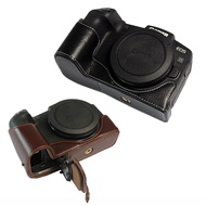 กล้องหนังแท้กระเป๋าครึ่งเดียวสำหรับ Canon EOS RP R-P กรอบครอบแบบครึ่งตัวพร้อมสายเปิดแบตเตอรี่