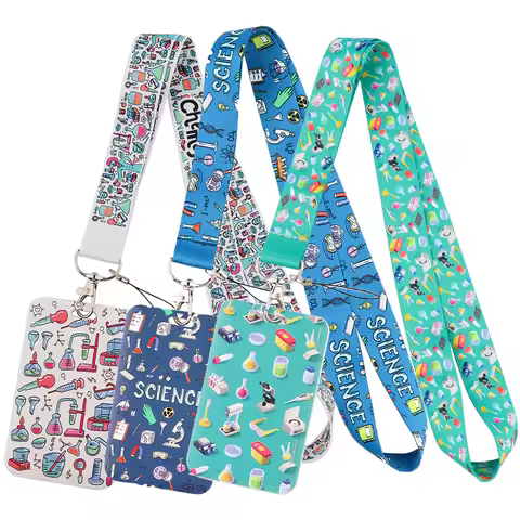 LB2766 Science Keychain Straps Rope Chemistry Neck Strap ID Card Phone Straps USB Badge Holder Lanya