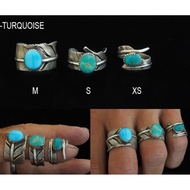 [Lucky John] Turquoise Feather Ring Wide Open Adjustable Natural Ore Takuya Kimura Non-GOROS Dovemi