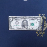 Uang Kertas Lama  USD $5 1977 Abe Lincoln