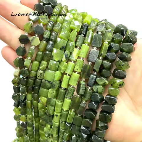 100% Natural Stone AA Green Jasper Canada Jade Square cylinder Loose Spacer Beads for Jewelry Making