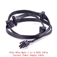 6Pin to 4 SATA PCIe Power Supply Cable GPU Minning Cable for Corsair CX850M CX750M CX600M CX500M CX4