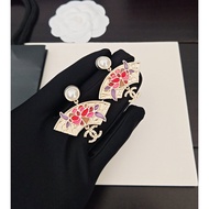 Colorful Flower Fan Brass Material Earrings 0CZY