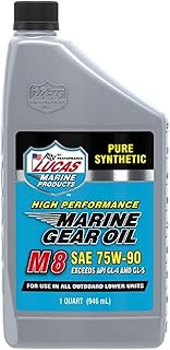 Lucas Oil 10652- Synthetic SAE 75W-90 M8 Marine Gear Oil 1quart (Packaging May Vary)