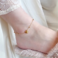 Titanium Steel 18K Gold Love Heart Anklet Female Style Niche Design Sense Mori Style Simple Heart-Sh