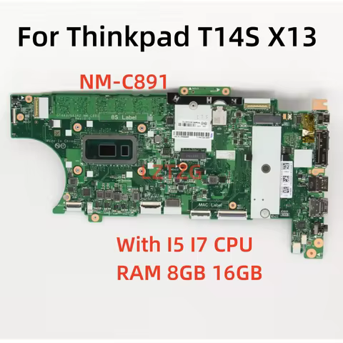 NM-C891 For Lenovo ThinkPad T14S/X13 Laptop Motherboard With I5 I7 10th Gen CPU 8G/16G 5B20Z45776 10