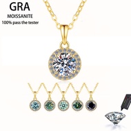 【 GRA Certificate Attachment 】 0.8CT genuine moissanite necklace, fashionable round bag S925 pure si