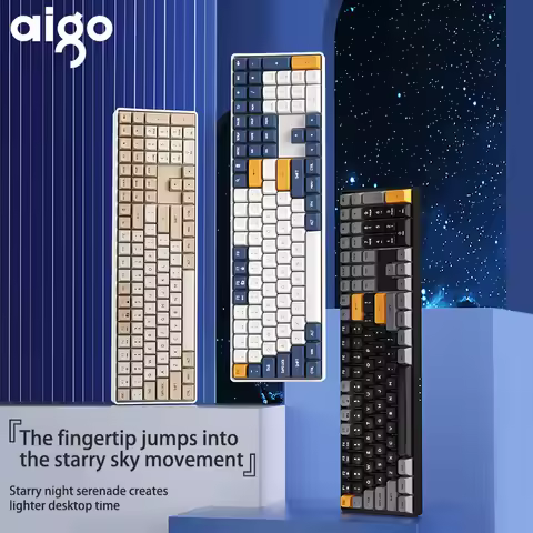 Aigo A108 Gaming Mechanical Keyboard Blue Switch 110 Key Hot 2.4G Wireless USB Type-c Wired Swap Rec
