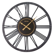 Seiko QXA764KN Farmhouse Inspired Style Antique Black and Gold Tone Wall Clock QXA764K