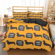 Homesky Cartoon Dachshund Bedding Set Cute Sausage Dog Duvet Cover Set Pet Printed Comforter Sets Bed Cover Bedclothes