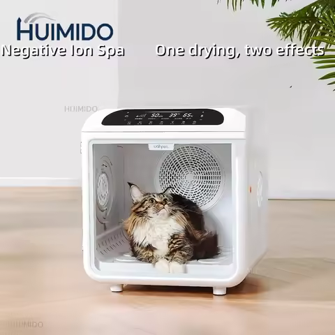 Customizable Pet Dryer Box Aromatherapy Gentle Wind Gear Wide HD Window for Sensitive Cats & Small D