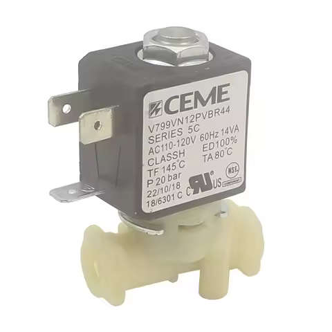 CEME V799 NC 2 Way AC110V - 120V 60HZ 20bar Water Fluid Air Steam Plastic Food Grade Solenoid Electr