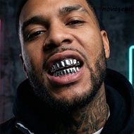 NOVAGEAR​ Teeth Grillz Top Bottom Set, Glossy  Shiny Teeth Grillz Caps, Classic Anti Slip Gold Silve
