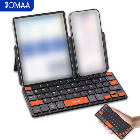 Rechargeable Bluetooth Wireless Mini Keyboard with Adjustable Leather Stand,Portable Wireless Travel