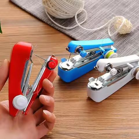 1 Set Mini Sewing Machine Fast Stitch Labor-saving Fabric Clothes Sewing Tools Handheld Portable Min