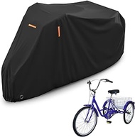 AKEfit Adult Tricycle Cover Electric Tricycle Covers, Bike Covers Outdoor Storage Waterproof, Dustproof Bicycle Cover, Windproof Recumbent Trike Cover Black